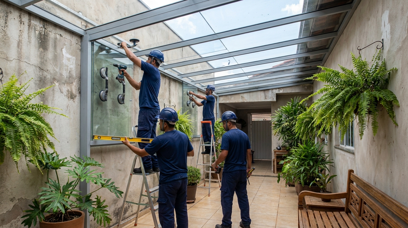 Cobertura De Area Externa De Vidro em Botucatu‑SP