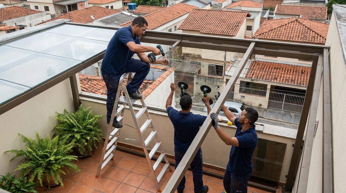 Cobertura De Entrada De Vidro em Botucatu‑SP