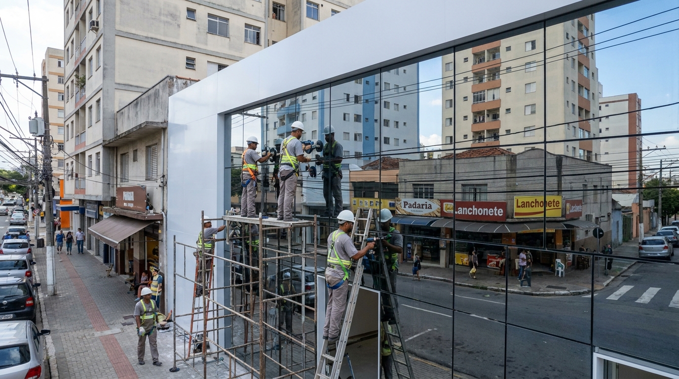 Fachada Com Porta De Vidro em Campina Grande‑PB