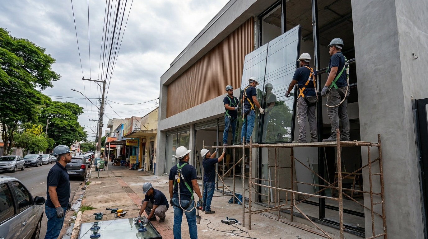 Fachada Comercial De Vidro em Campina Grande‑PB