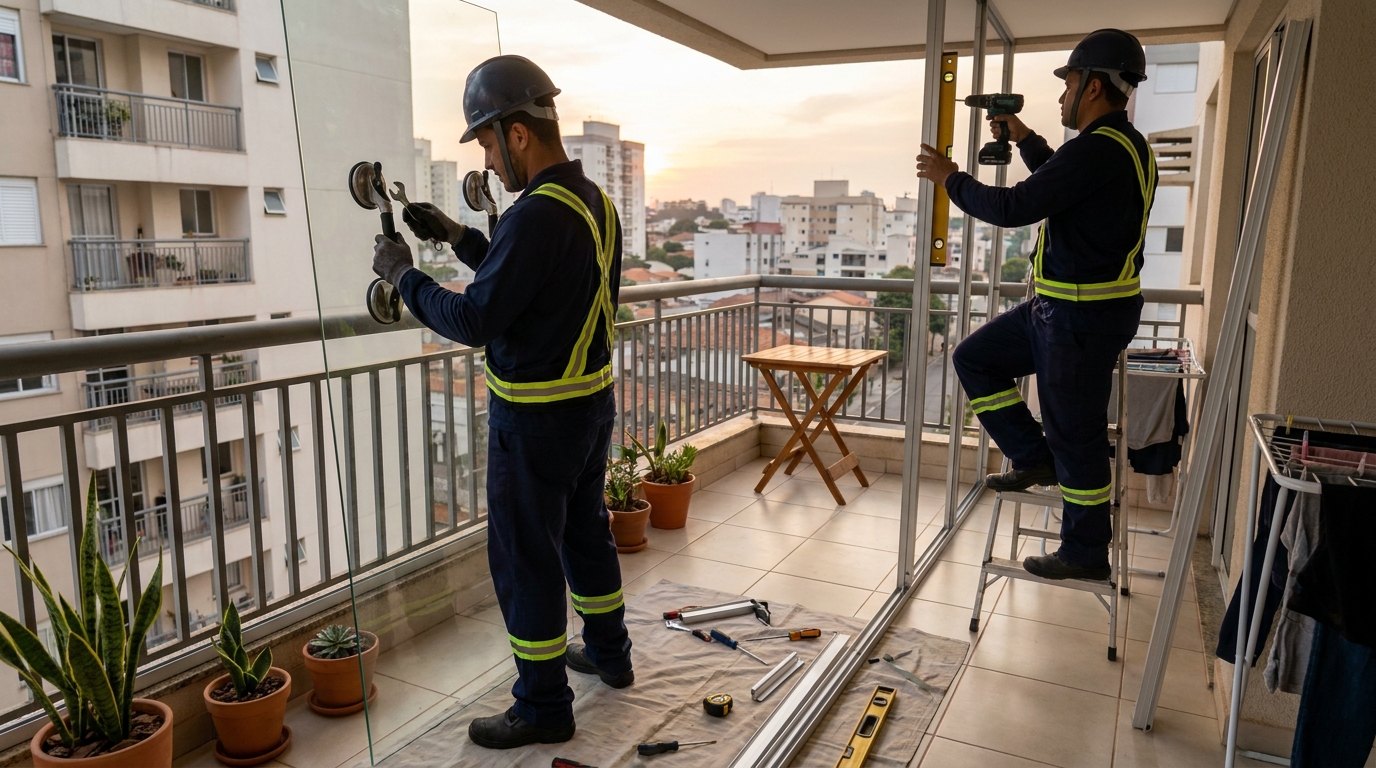 Fechamento De Area Com Vidro em Praia Grande‑SP